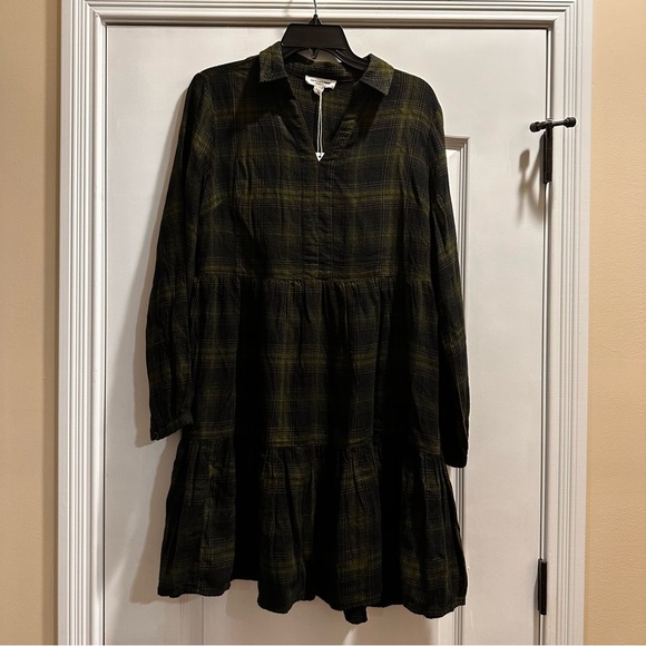 BEACH LUNCH LOUNGE Darcie Plaid Drop Waist Dress Size S Winter Storm New - Picture 2 of 5